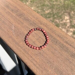 Handmade Vibrant Natural Red Sesame Gemstone Beaded Bracelet, Size 7”